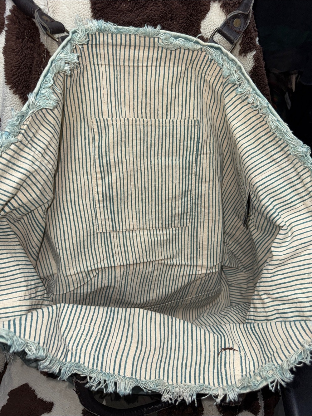 Myra Bag Green/Blue Canvas Weekender Bag - Picture 3 of 5